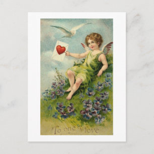 Cherub med Kärlek Brev och Love Bird Vykort