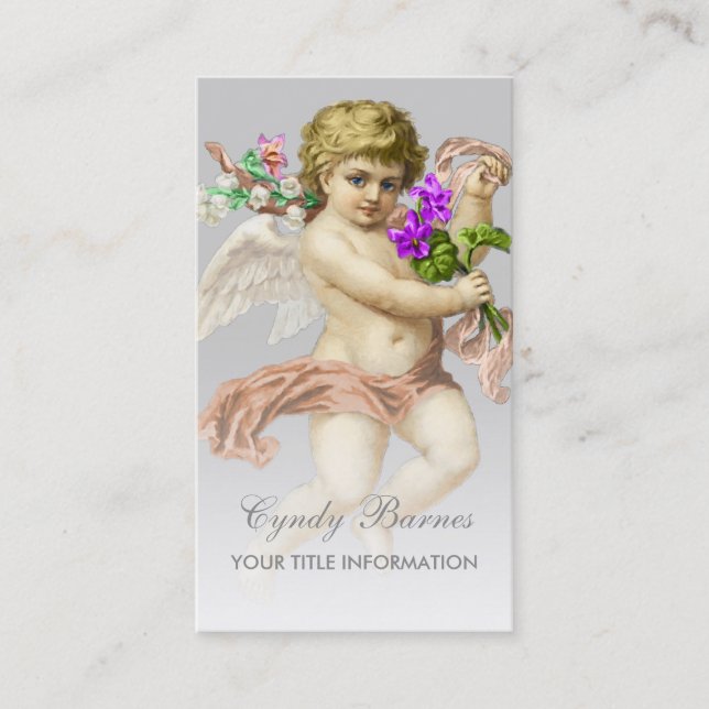 Cherub med Peach Sash på valfritt Färg-Affärskort Visitkort (Framsida)
