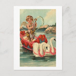 Cherub med Svan Boat Vykort