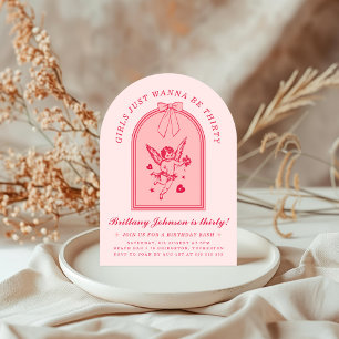 Cherub & Rosa Bow Coquette Modern 30års födelsedag Inbjudningar