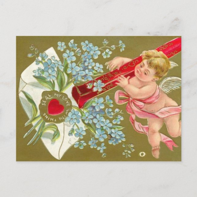 Cherub Valentine Card-Anpassade Helg Vykort (Framsida)