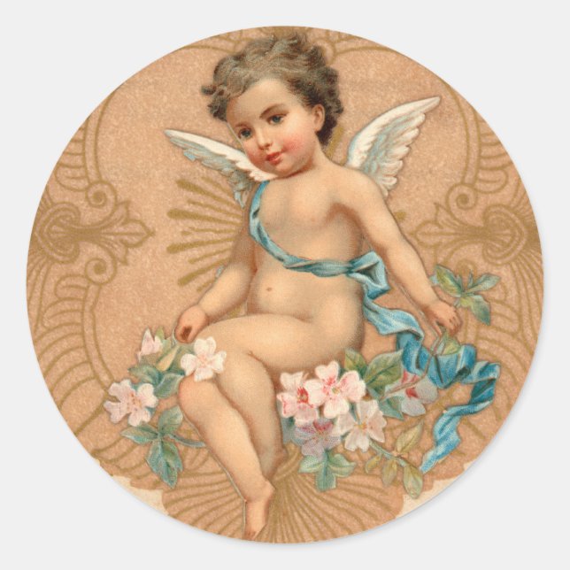 Cherub Valentines day Stickers Runt Klistermärke (Framsida)