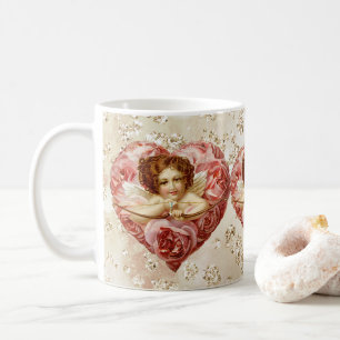 Cherub w/ Arrow Ro Heart Bokeh Bling Kaffemugg