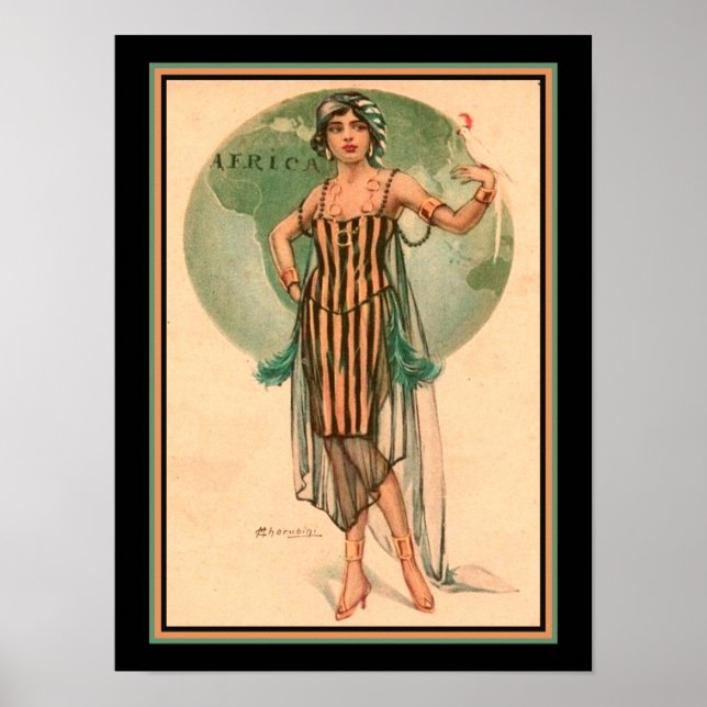 Cherubini, Art Deco "Traveling Girl" Poster (Framsidan)