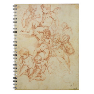 Cherubs 17th århundrade för tidigt (röd krita p anteckningsbok med spiral