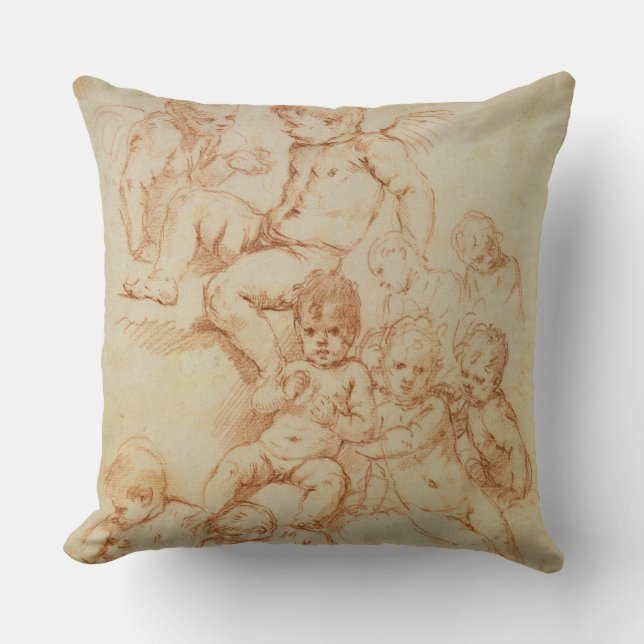 Cherubs 17th århundrade för tidigt (röd krita på kudde (Framsida)