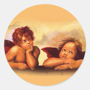 Cherubs änglar, efter Raphael: Original- konstver Runt Klistermärke