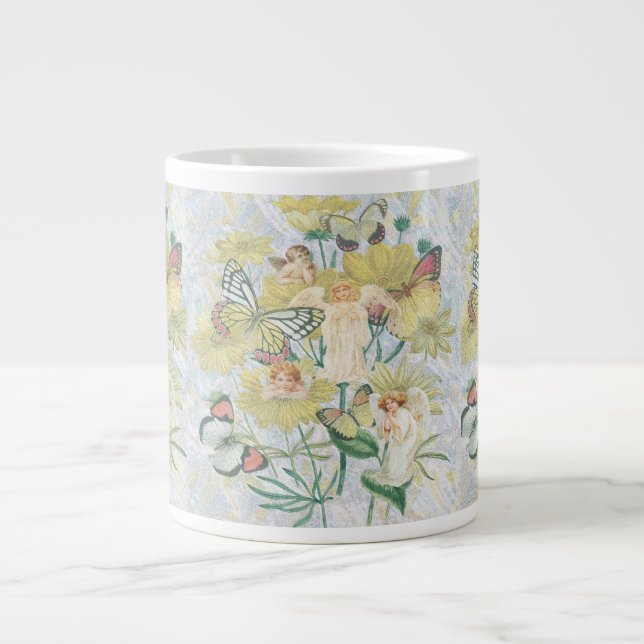 Cherubs, Butterflies och Flowers i Gult Jumbo Mugg (Framsidan)