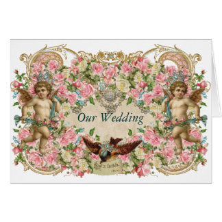Cherubs & fågel hälsningskort