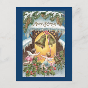 Cherubs Hanging Klockor Vintage jul Helg Vykort