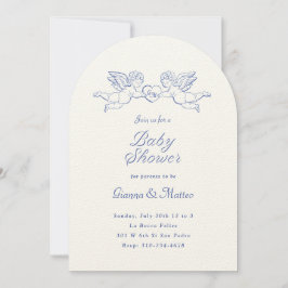 Cherubs Holding Heart Par Baby Shower Inbjudningar