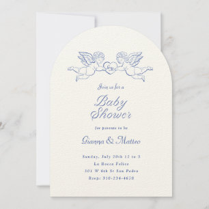 Cherubs Holding Heart Par Baby Shower Inbjudningar