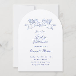 Cherubs Holding Heart Par Baby Shower Inbjudningar