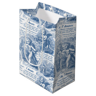 Cherubs i Kärlek Vintage Blue Fransk Toile