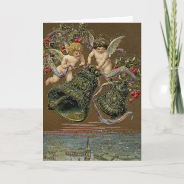 Cherubs som ringer i jul 1906 helgkort (Framsida)