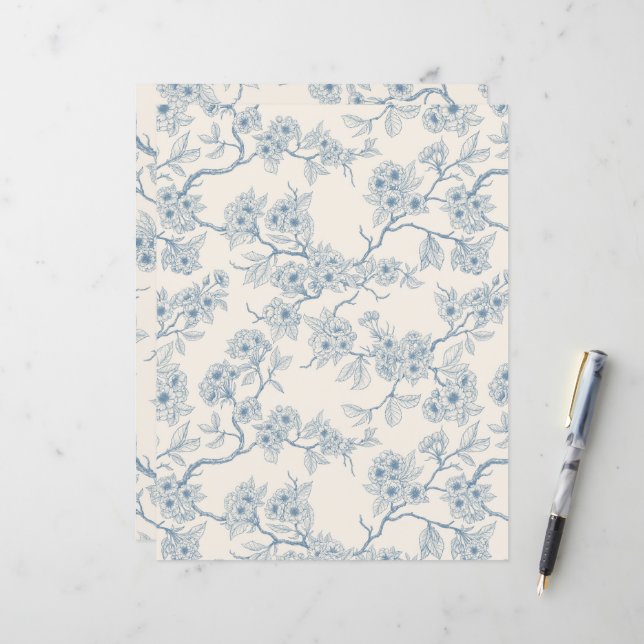 Chery blossom branches in blue and off white (Fram/Back In Situ)