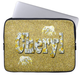Cheryl Namn med Frangipani Flowers, Laptop Fodral
