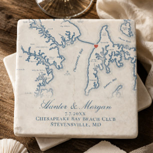 Chesapeake Bay Beach Club Bröllopskarta Minne Stenunderlägg