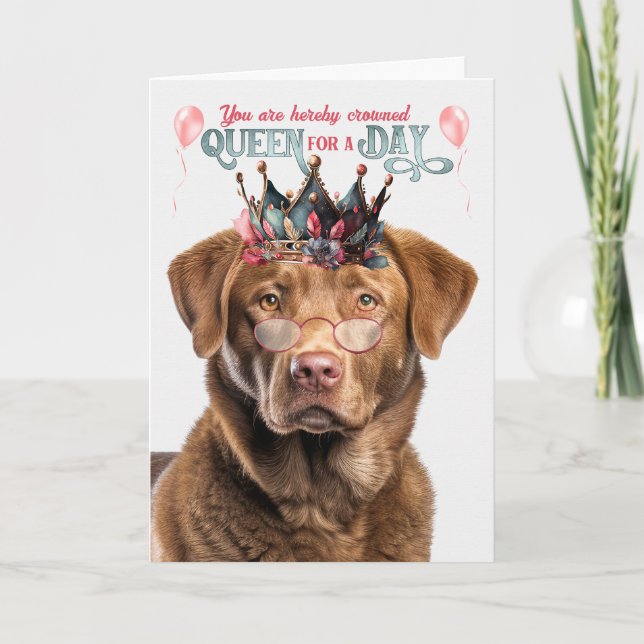 Chesapeake Bay Hund Queen for Day Funny Birthday Kort (Framsida)