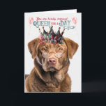Chesapeake Bay Hund Queen for Day Funny Birthday Kort<br><div class="desc">Hund,  uppfödare,  rädding eller älskare i Chesapeake Bay Retriever hund aveln kommer med all säkerhet att skrika när hon öppnar detta berömvärda och humoristiska födelsedagskort.</div>
