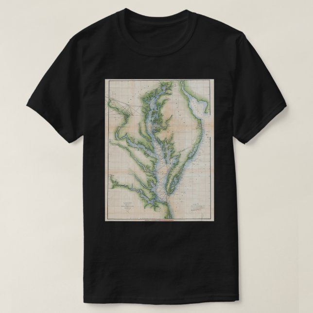 Chesapeake Bay Karta T Shirt (Design framsida)
