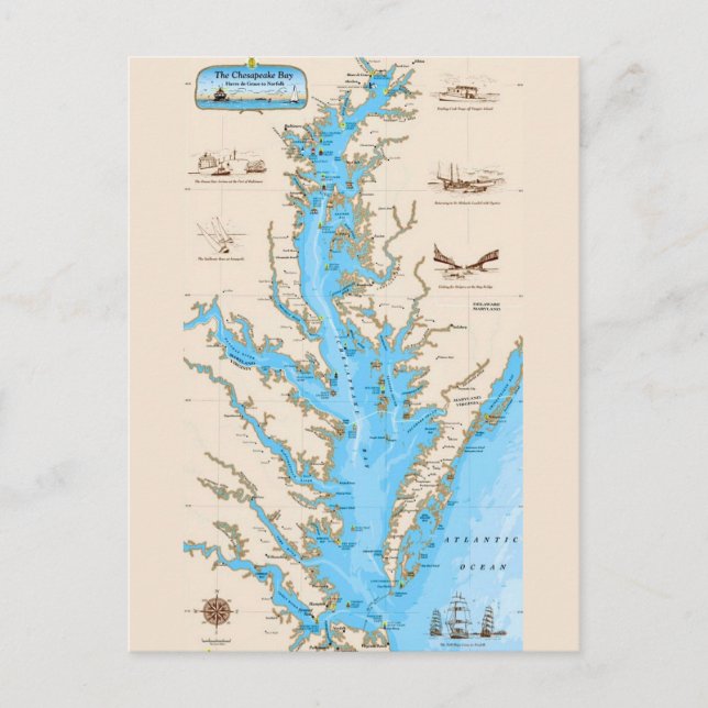 Chesapeake Bay-karta vykort (Framsida)