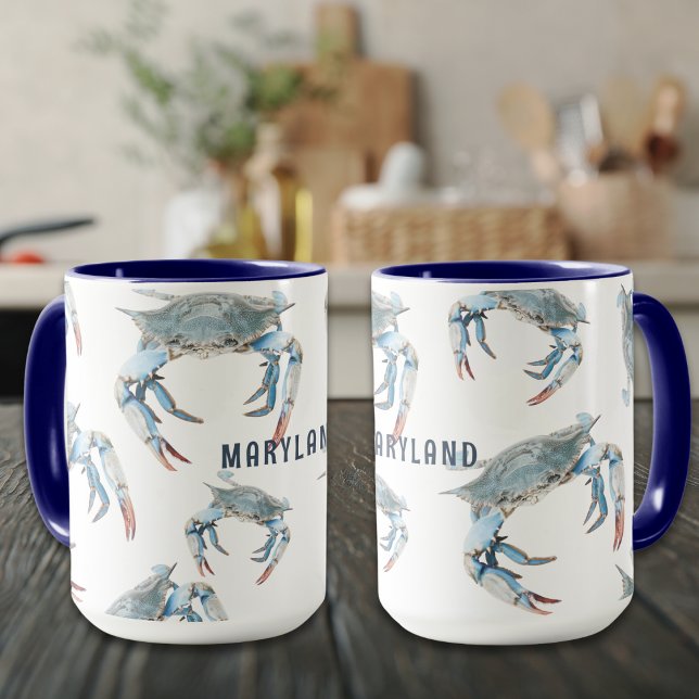 Chesapeake Bay Maryland Blue Crab Personlig mugg (Drink your morning coffee in a cute Maryland Blue Crab Mug!)
