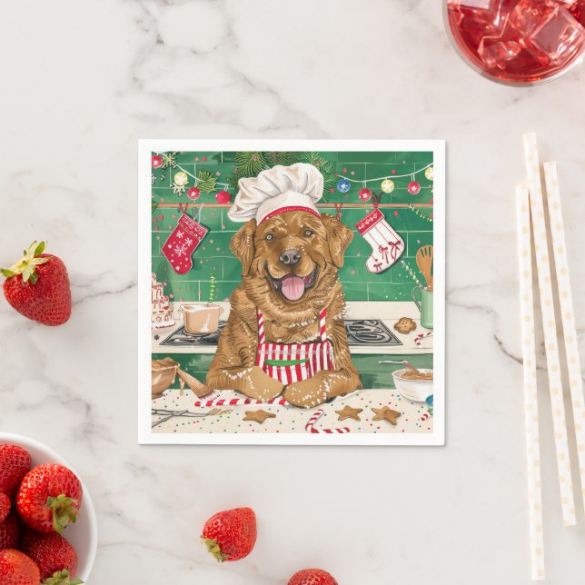 Chesapeake Bay Retriever bakar: Festiv jul Pappersservett (Insitu)