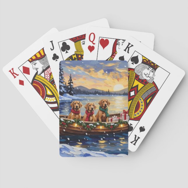 Chesapeake Bay Retriever Christmas Boat Holiday Casinokort (Baksidan)
