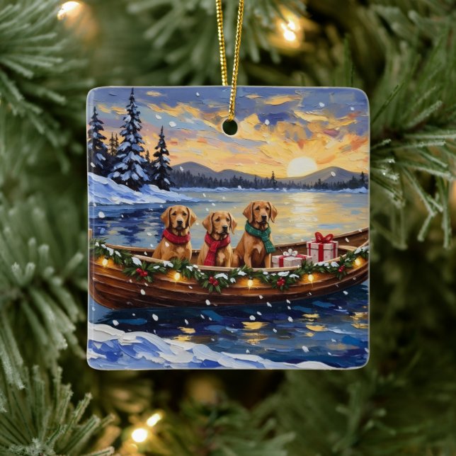 Chesapeake Bay Retriever Christmas Boat Holiday Julgransprydnad Keramik (Träd)