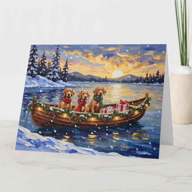Chesapeake Bay Retriever Christmas Boat Holiday Kort (Framsida)