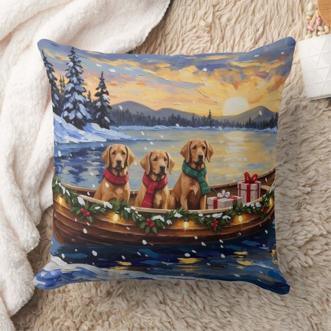 Chesapeake Bay Retriever Christmas Boat Holiday Kudde (Filt)