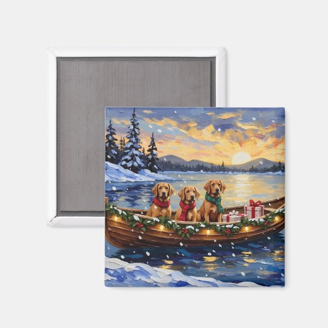 Chesapeake Bay Retriever Christmas Boat Holiday Magnet (Front/Back)