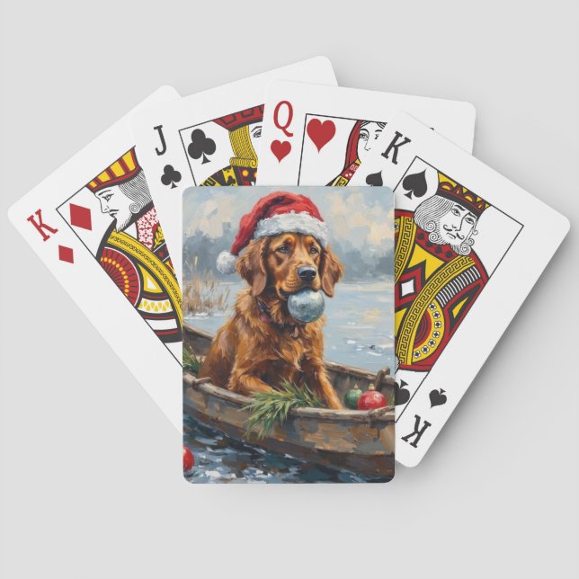 Chesapeake Bay Retriever Christmas Hunting Boat Casinokort (Baksidan)