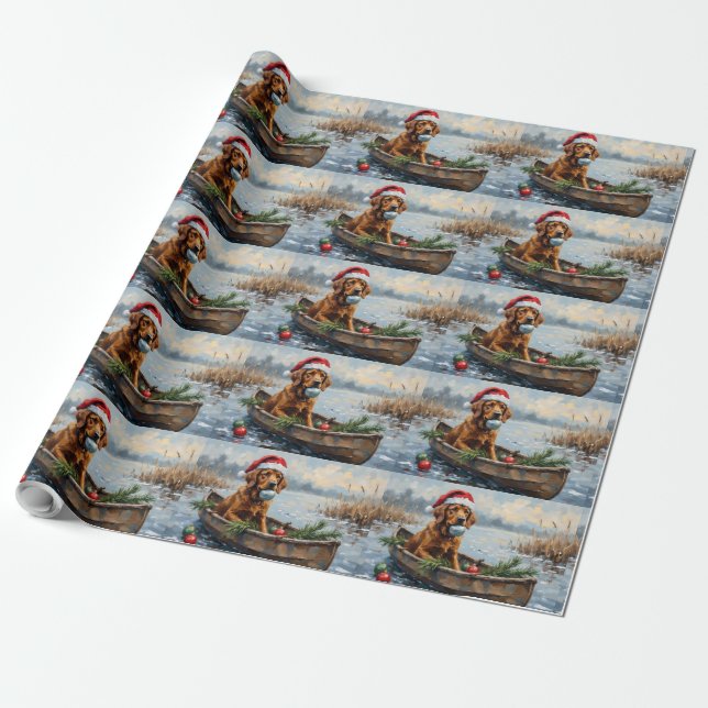 Chesapeake Bay Retriever Christmas Hunting Boat Presentpapper (Utrullad)