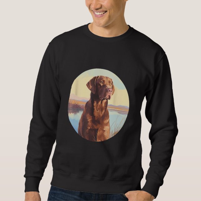 Chesapeake Bay Retriever Dog Cute Dog Breed Lång Ärmad Tröja (Framsida)