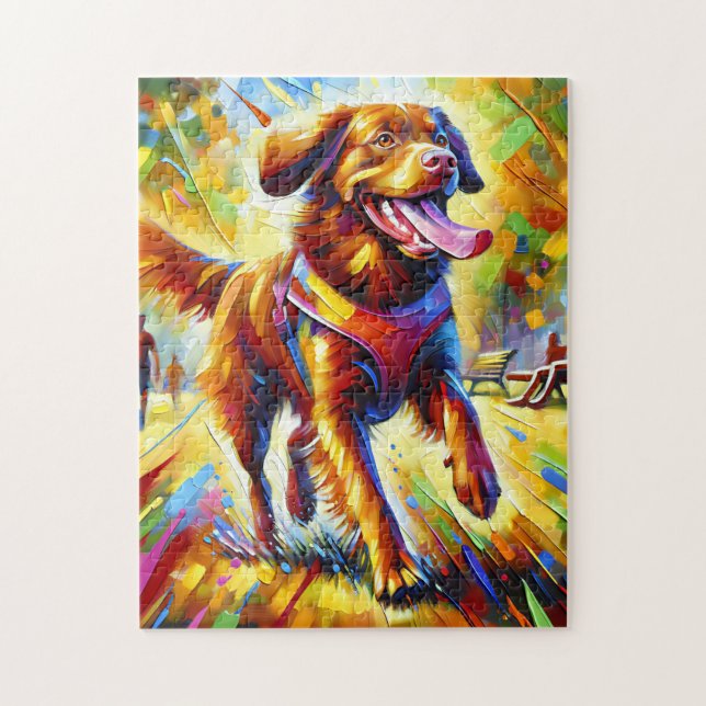 Chesapeake Bay Retriever Hund Porträtt Acrylic Art Pussel (Vertikal)