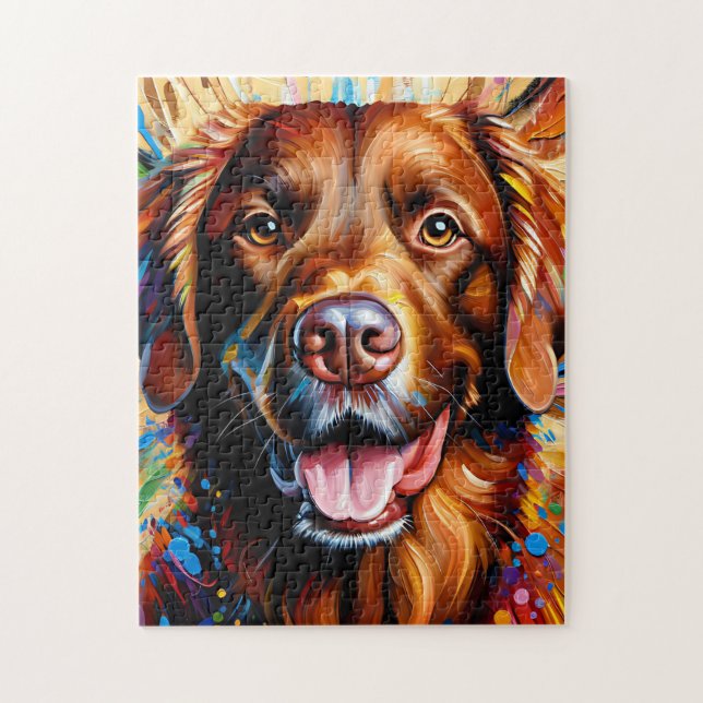 Chesapeake Bay Retriever Hund Porträtt Acrylic Art Pussel (Vertikal)