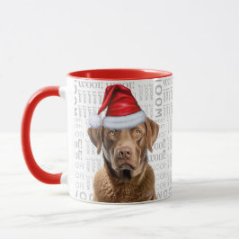 Chesapeake Bay Retriever Hund Santa Woof Backgroun Mugg