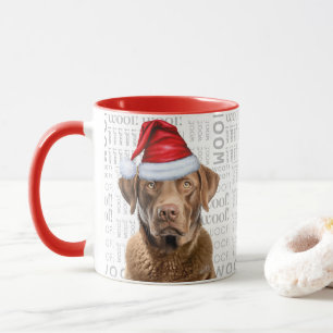Chesapeake Bay Retriever Hund Santa Woof Backgroun Mugg
