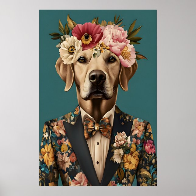 Chesapeake Bay Retriever i kostymaffisch Poster (Framsidan)