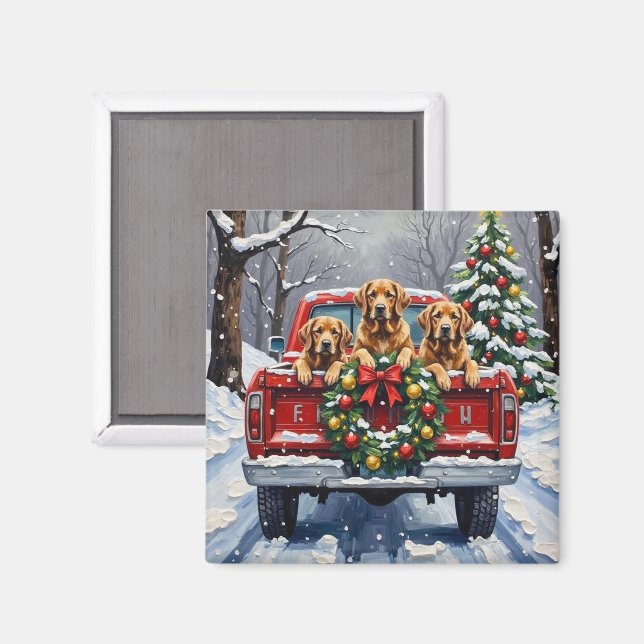 Chesapeake Bay Retriever Jul Röd Lastbil  Magnet (Front/Back)