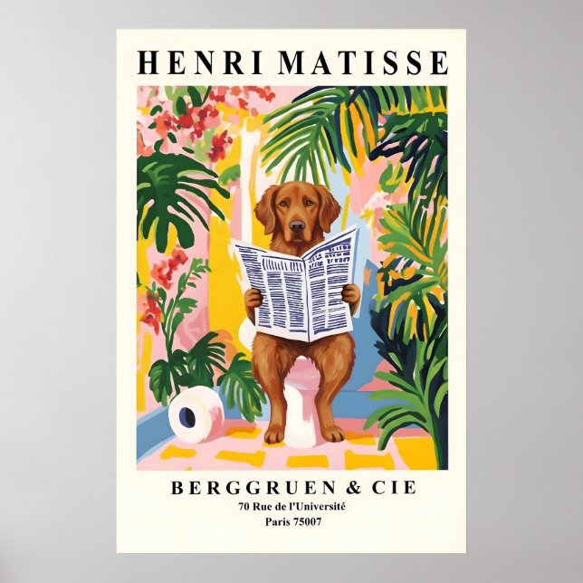 Chesapeake Bay Retriever on Toilet Art Matisse Poster (Framsidan)