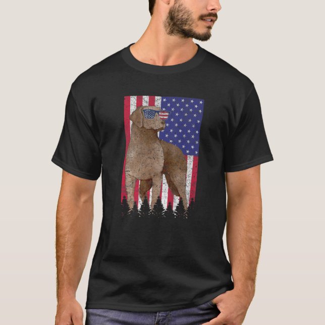 Chesapeake Bay Retriever Patriotic Hund USA T Shirt (Framsida)