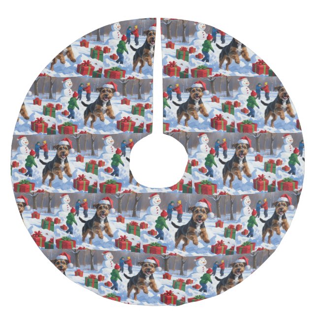 Chesapeake Bay Retriever Snö med julhatt Julgransmatta Borstad Polyester (Framsidan)