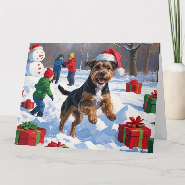 Chesapeake Bay Retriever Snö med julhatt Kort (Framsida)