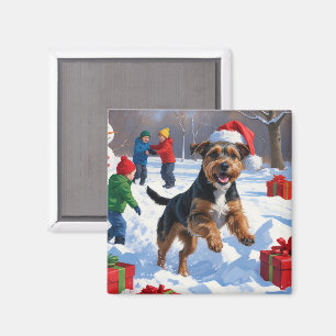 Chesapeake Bay Retriever Snö med julhatt Magnet