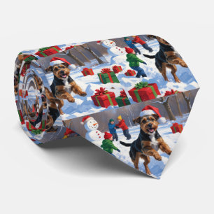 Chesapeake Bay Retriever Snö med julhatt Slips