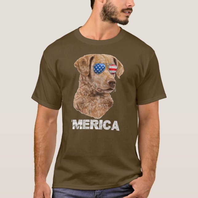 Chesapeake Bay Retriever Sunglasses USA T Shirt (Framsida)