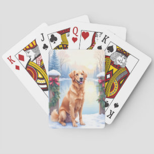 Chesapeake Bay Retriever Vinter Sjöside Jul Casinokort